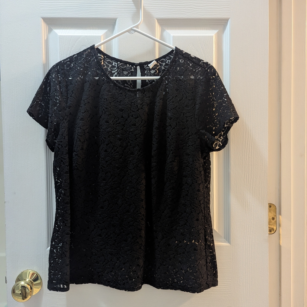 214. Old Navy Black Lace Blouse Short Sleeves